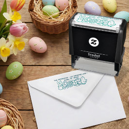 Sello Automático Conejo de Pascua Pollo Huevo Flores de Primavera