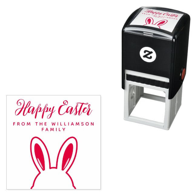 Sello Automático Conejo Mínimo Personalizado Orejas Feliz Pascua (In Situ)