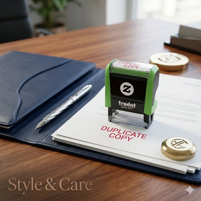 Sello Automático Copia duplicada personalizada de dos líneas (Two Line DUPLICATE COPY Personalized Self-inking Stamp)