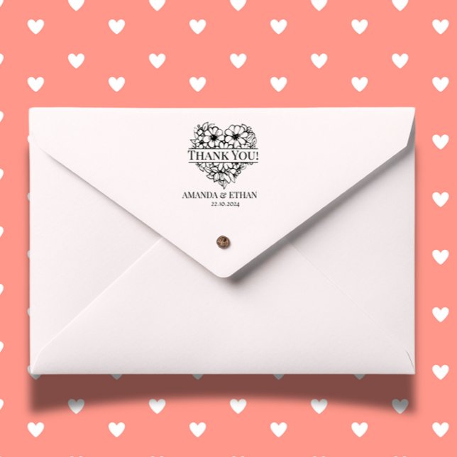 Sello Automático Corazón boda Gracias (Express heartfelt gratitude with our Wedding Heart Thank You Self-inking Stamp)
