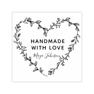 Sello Automático Corazón de flor hecho a mano con amor