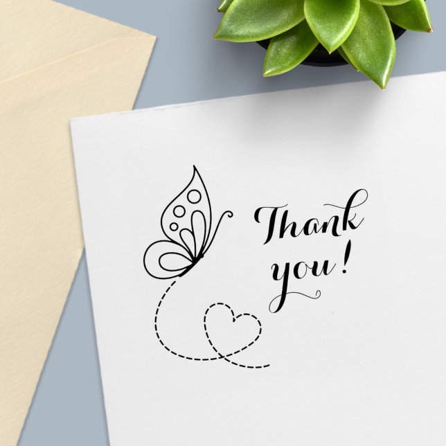 Sello Automático Corazón de Mariposa Gracias (Subido por el creador)