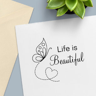 Sello Automático Corazón de mariposa - La vida es hermosa