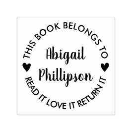 Sello Automático Corazones A Los Que Pertenece Este Libro En Script