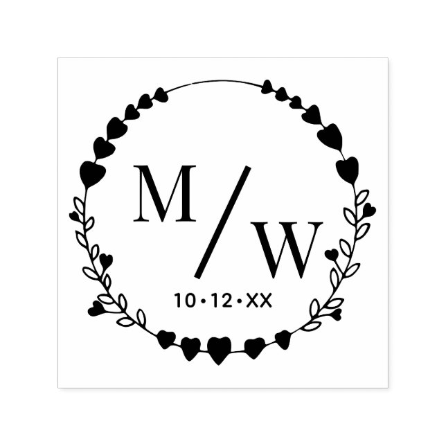 Sello Automático Corazones de pareja 2 Monograma inicial espaciador (Diseño)