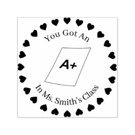 Sello Automático Corazones en un círculo, profesor A+