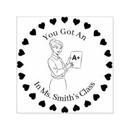 Sello Automático Corazones en un círculo, profesoras A+