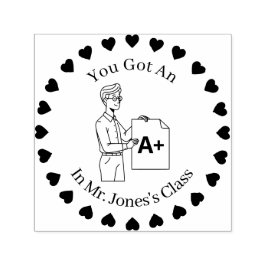 Sello Automático Corazones en un círculo, profesores varones A+