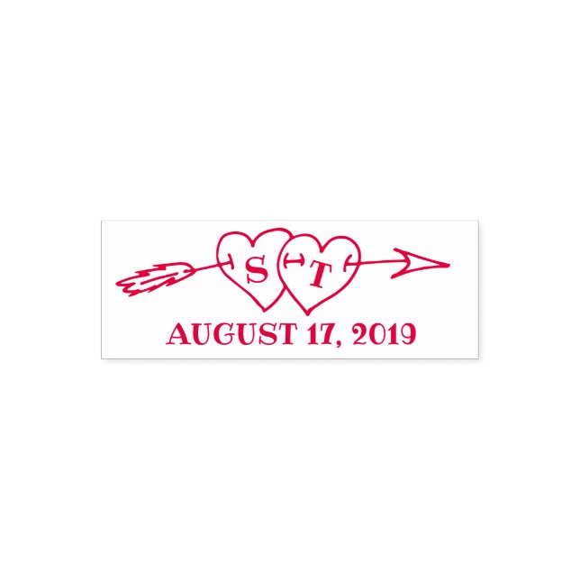 Sello Automático Corazones monogramas con boda de flecha Guardar la (Diseño)
