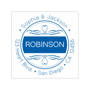 Sello Automático Corazones rojos y florecimiento Dirección de retor