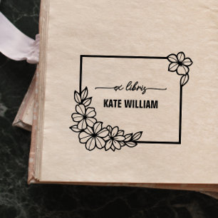Sello Automático Corona floral ex libris personalizada