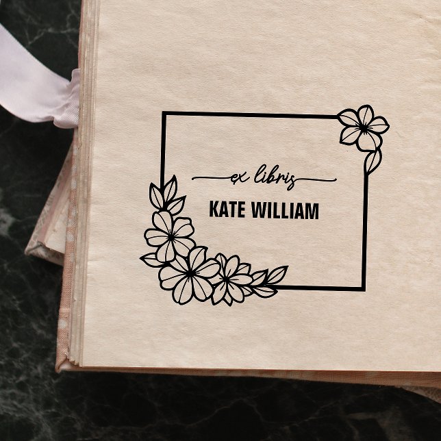 Sello Automático Corona floral ex libris personalizada (Subido por el creador)