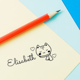 Sello Automático Cortar Doodle Kitty Cat Nombre personalizado propi