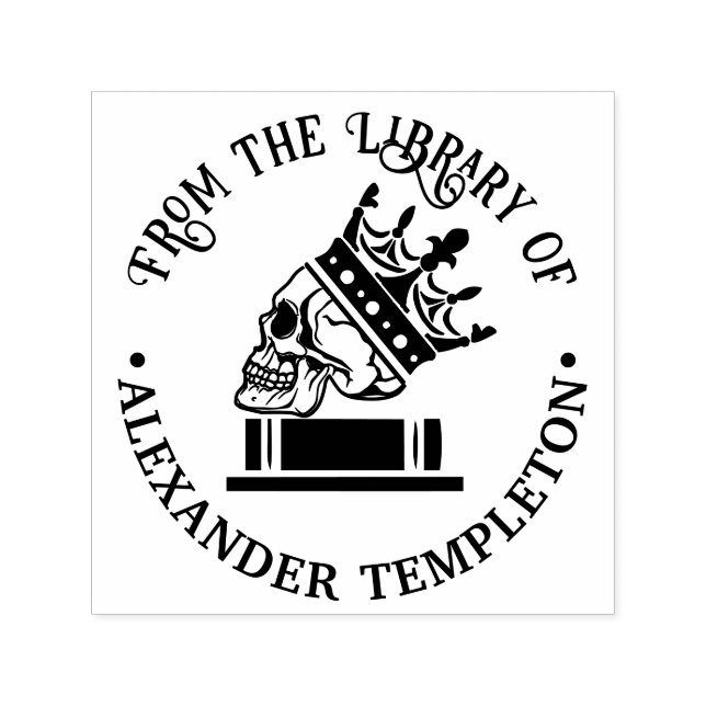 Sello Automático Cráneo gótico con el nombre de biblioteca (Diseño)