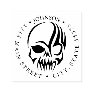 Sello Automático Cráneo humano y etiqueta de devolución tribal de