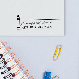 Sello Automático Crayon por favor Rótulo y regrese al nombre del pr