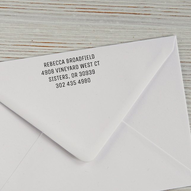 Sello Automático Crear su dirección de retorno nombre moderno Minim (Elegant Return Address Self inking Stamp)