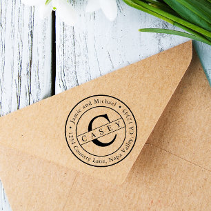 Sello Automático Crear su propia dirección de retorno de monograma 