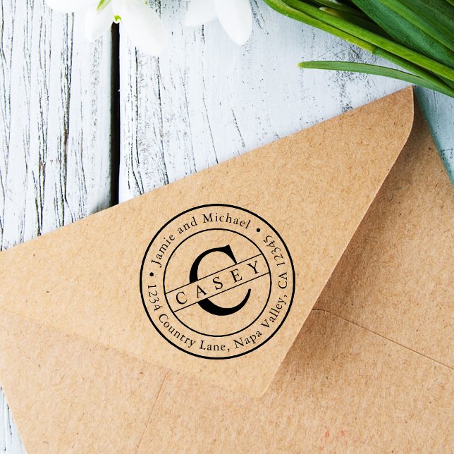 Sello Automático Crear su propia dirección de retorno de monograma  (Subido por el creador)