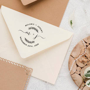 Sello Automático Crear su propio Boda de script de hojas iniciales