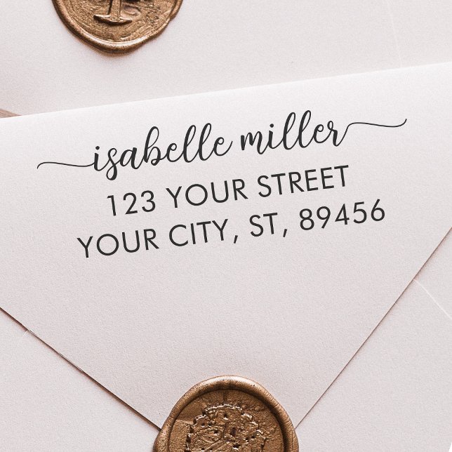 Sello Automático Crear una dirección de devolución de nombre elegid (Create a Personalized Elegant Name Return Address Self-inking Stamp)