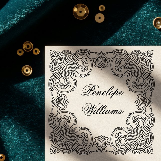 Sello Automático Create Your Own Ornate Paisley Personalized Name (Subido por el creador)