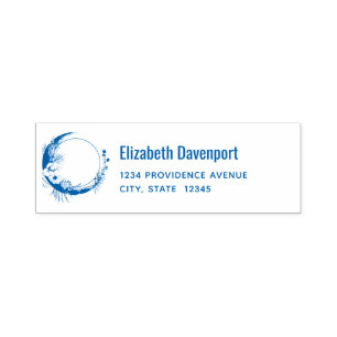 Sello Automático Crescent Moon con dirección de flores blancas