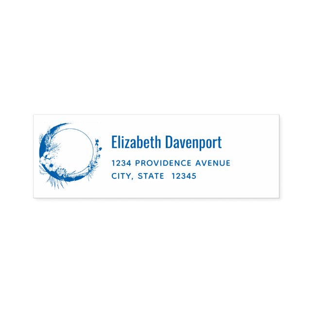 Sello Automático Crescent Moon con dirección de flores blancas (Diseño)