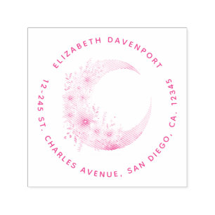 Sello Automático Crescent Moon con dirección de flores de Bonito