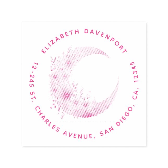 Sello Automático Crescent Moon con dirección de flores de Bonito (Diseño)
