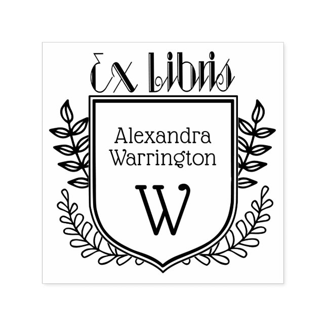 Sello Automático Crest Botánico Ex Libris #2 Nombre del Libro Inici (Diseño)