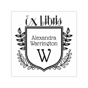 Sello Automático Crest Botánico Ex Libris #2 Nombre del Libro Inici