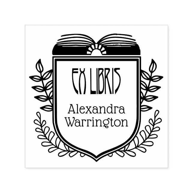 Sello Automático Crest Botánico Ex Libris Embosador de Nombre de Li (Diseño)