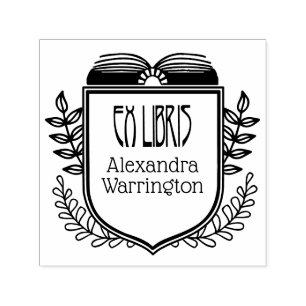 Sello Automático Crest Botánico Ex Libris Embosser de Nombre de Lib