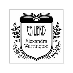 Sello Automático Crest Botánico Ex Libris Nombre del Libro Embosser