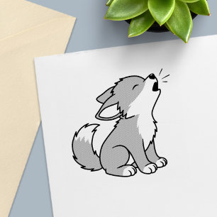 Sello Automático Cría de lobo gris aullador