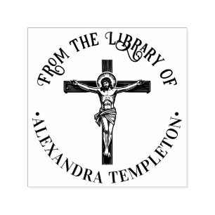 Sello Automático Crucifixión Jesús en la Cruz Biblioteca Nombre del