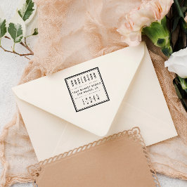 Sello Automático Cuadrado azul | Dirección de devolución Art Deco