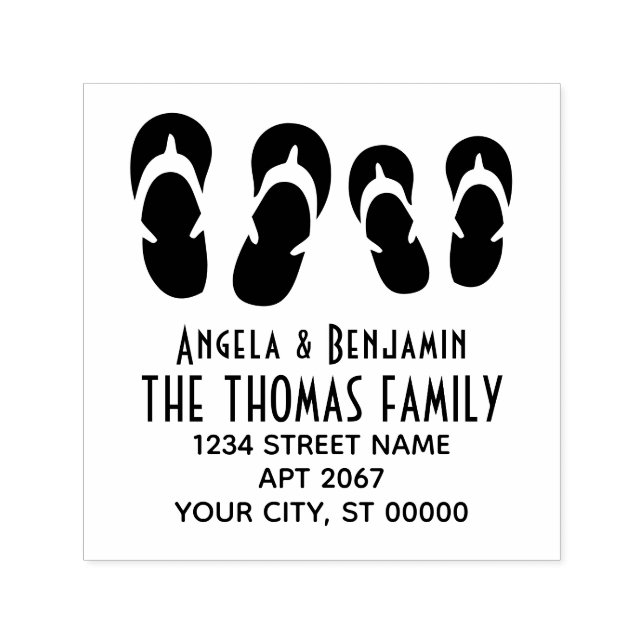 Sello Automático Cuidar Su y Sus Flip Flops Dirección De Pareja (Diseño)