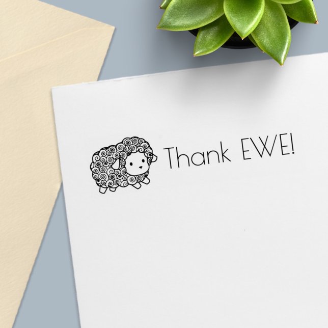 Sello Automático Curly Coat Little Sheep Gracias Ewe (You) (Subido por el creador)