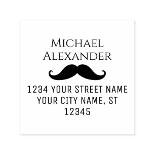Sello Automático Curly Mustache Silhouette Name Return Address