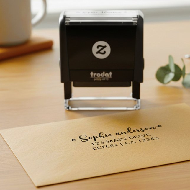Sello Automático Custom Address Rubber Stamp. Modern Self Addressed (personalized family address stamp)