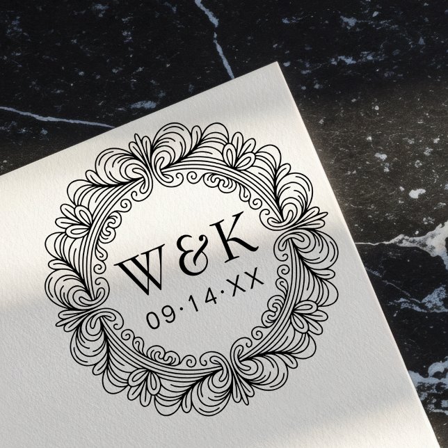 Sello Automático Custom Couple's Initials Wedding or Save the Date (Subido por el creador)