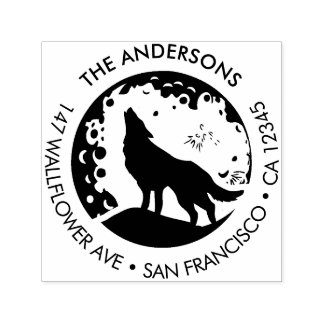 Sello Automático Custom Family Name Wolf Moon Return Address