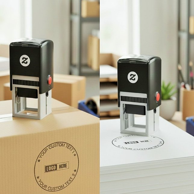 Sello Automático Custom Modern Round Business Logo & Text Seal (custom logo stamp for packaging, self inking round business seal, small business branding tools, )