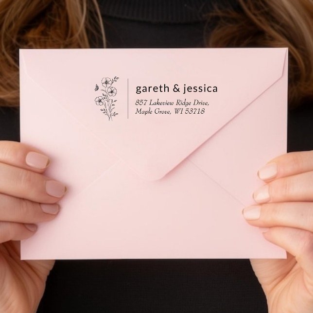 Sello Automático Custom Wildflower Bouquet Return Address  (Custom Wildflower Bouquet Return Address Self-inking Stamp)