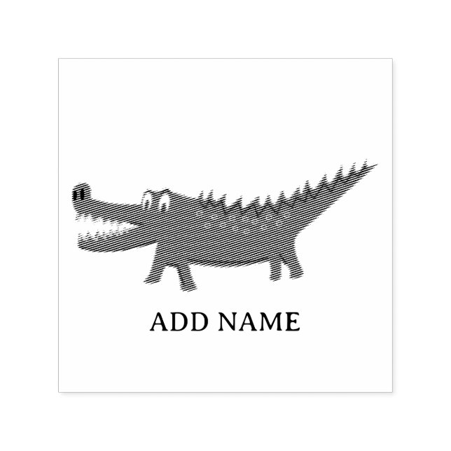 Sello Automático Cute Alligator Drawing Personalized Name (Diseño)
