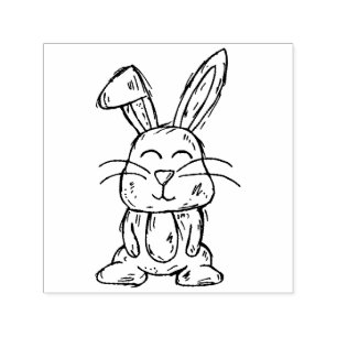 Sello Automático Cute Bunny Rabbit Cartoon Character Art