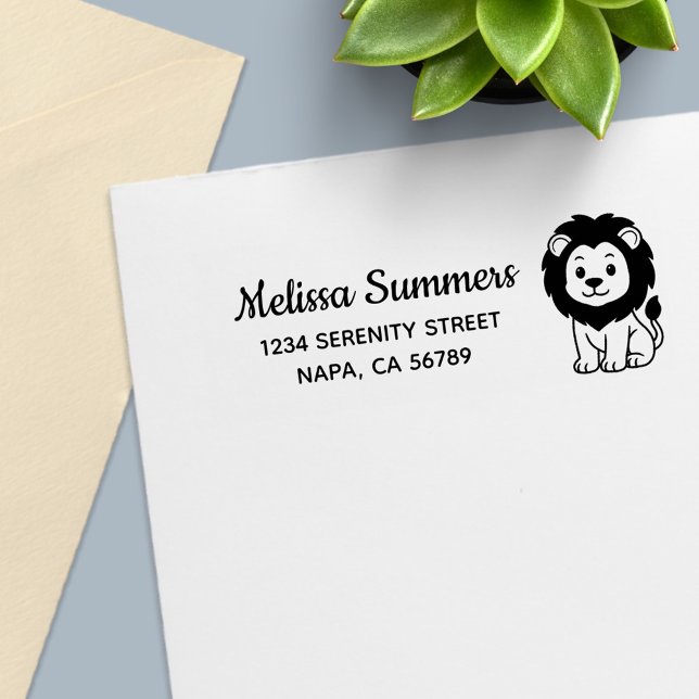 Sello Automático Cute Cartoon Lion Return Address (Subido por el creador)