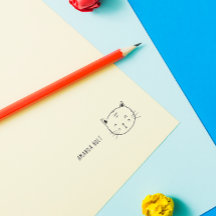 Cute Cat Funny Doodle Kids Nombre personalizado